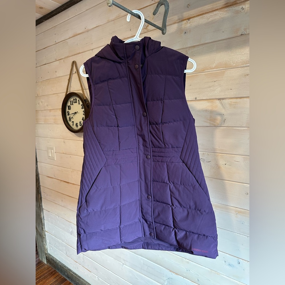 Lands End | NWT Purple Quilted Down Puffer Long Vest